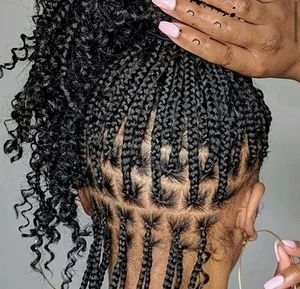 bohemian curly braided full lace front wig with knotless braids(synthetic) - Picture 1 of 7