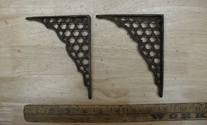 2 Antique Cast Iron Shelf Brackets,5-1/16" X 4-1/16",Eastlake,Victorian,Art Deco - Picture 1 of 6