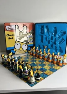 Vintage The Simpsons 3D Chess Set In Tin Box By Cardinal Complete Set 1998 2000 - Picture 1 of 9