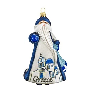 Glitterazzi Grecia Griega Santa Vidrio Polaco Adorno de Navidad Nuevo - Imagen 1 de 3