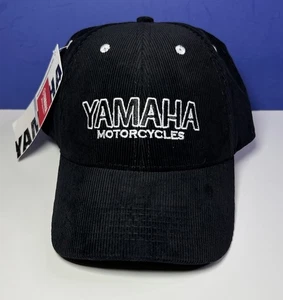Yamaha Motorcycles Black Corduroy Strap-Back Hat Mens OSFM Genuine OEM - NEW - Picture 1 of 11