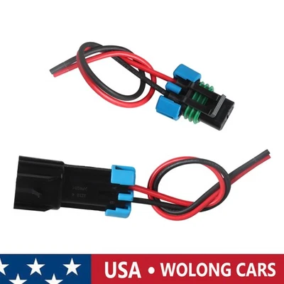 Pair 2-Pin Male & Female Connector Multi-Purpose Pigtail 14 AWG 7.8" Wiring - Image 1 of 4