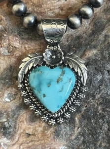 Ciondolo Kingman cuore turchese sud-ovest in argento sterling - Foto 1 di 7