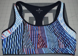 Athleta Sports Bra Small S Multicolor Striped Crop Top Open Back - Picture 1 of 14