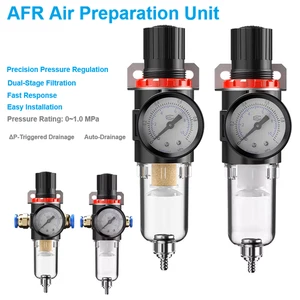 AFR2000 Pneumatic Filter Regulator Water Separator Air Prep Unit for Compressors - Picture 1 of 36
