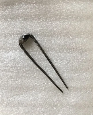 Vintage Jewelry 925 Sterling Onyx Marcasite  5” Kit-sch U-Pin Hairpin #H25 - Image 1 of 4