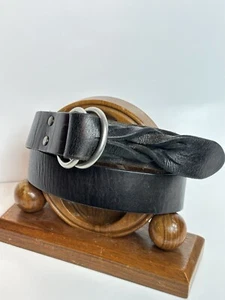 Vintage Gap Black Leather Belt Double D Black - Bild 1 von 13