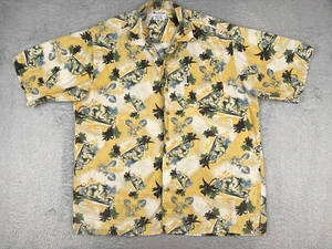 Columbia Shirt Mens Extra Large Tall Yellow Floral Palm 100% Cotton Hawaiian - Picture 1 of 14