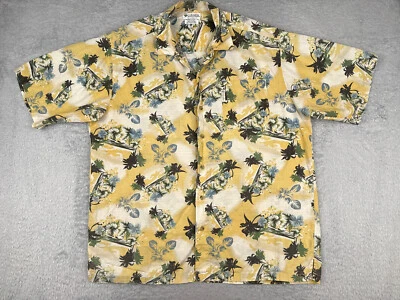 Columbia Shirt Mens Extra Large Tall Yellow Floral Palm 100% Cotton Hawaiian - Image 1 of 4