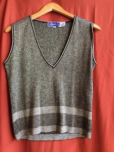 Vintage LeRoy Knitwear Black Gold Vest Medium - Picture 1 of 5