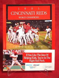 Cincinnati Reds vs Houston Astros MLB 1991 Game Scorecard OPENING DAY - Picture 1 of 2