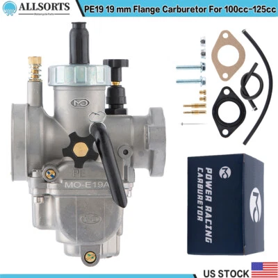 PE19 19mm Flange Carburetor For 90cc 125cc Engines Motorcycle Dirt Bike CRF SSR - Изображение 1 из 4