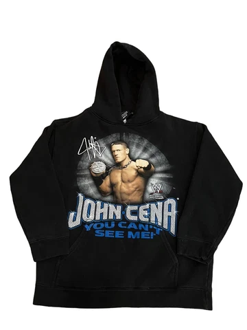 John Cena You Can’t See Me Hoodie 2007 WWE Youth M-L 40” Chest 23” Length Black Cover