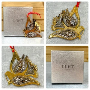 Vintage Lunt Silversmiths Christmas Ornament Dove Silver Brass Gold Two Tone - Picture 1 of 9