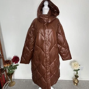 Abercrombie and Fitch | Puffer Coat Ultra Puff Full Length Shiny Brown Size XL - Picture 1 of 4