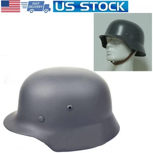 WWII German Elite Whehrmacht Army M35 Steel Helmet W/ Leather Liner Grey - Picture 1 of 8