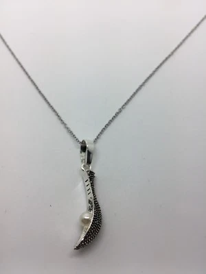 AAB MIAMI New Jai Alai Sport Pearl Pendant With 16” Stainless Steel Necklace Small SILVER