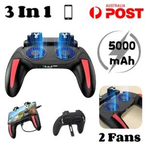 3In1 Phone Cooler Gamepad Controller Radiator Handle Cooling Fan Gaming 5000mAh - Photo 1 sur 12