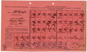 Romania, 1939/1940, Social Insurance Ticket - Nice Franking, Many Postmarks - Picture 1 of 1