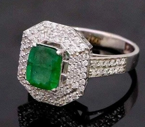 3,80 ct Columbien Smaragd Brillant Diamant Luxus Traum Ring 750Weißgold(18k) - Bild 1 von 8