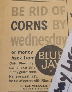Blue Jay Mais Pflaster klein Vintage Druck Werbung 2 3/8" x 3 1/4" - Bild 1 von 4