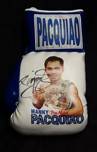 Manny Pacquiao Boxer Signed Blue & White Picture Boxing Glove PSA Authenticated - Picture 1 of 4