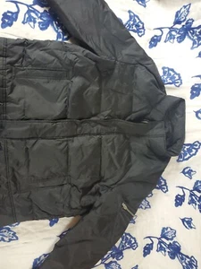 Y2K Dkny Jeans Puffer Jacket W Zipper Sleeve Pockets Black Sz XL Cool+ vtg - Picture 1 of 6