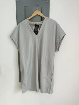 Женское веганское кожаное платье с коротким рукавом Badgley Mischka серо-серое размер L - Изображение 1 из 4