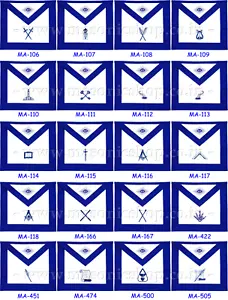 FREIMAURERBLAUE LODGE OFFIZIERSSCHÜRZEN HANDBESTICKT - 12ER SET (BLOAS-12 BL) - Bild 1 von 2