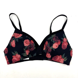 Ambrielle Everyday Wirefree Black Pink Floral Print Convertible Strap Bra 34C - Picture 1 of 9