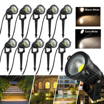 10X 12V 5W LED Landscape Spotlight Low Voltage 3000K/6000K Outdoor Pathway Light - Image 1 of 4
