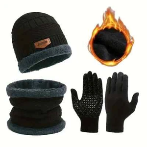 Winter Thermal Hat, Scarf & Gloves Set - Fleece Lined, Warm Unisex Cold Weather - Picture 1 of 6
