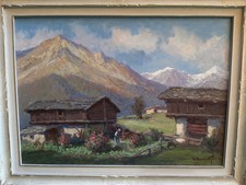 ERCOLE GARAVAGLIA XIX-XX ' RUSTICI IN VAL D'AYAS ' VALLE D'AOSTA MONTEROSA