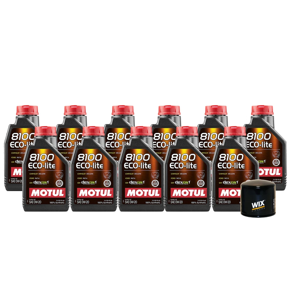 11L Motul 8100 ECO-LITE 0W20 Wix Filter Motor Oil Change Kit API SP-RC Foto 1 de 1