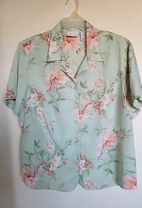 Alfred Dunner Shirt Size 18w Button Down Blouse Mint Green - Picture 1 of 3
