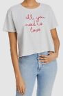 $44 French Connection Women's Cropped All You Need is Love T-Shirt Tee Top M