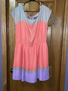 American Eagle AEO Damen Größe XLarge grau lila korallendick gestreiftes Minikleid - Bild 1 von 6