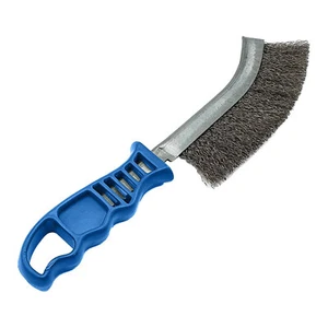 10 x Stainless Steel Wire Brush - Blue Plastic Handle Single Row S/S - TO-3204 - Picture 1 of 5