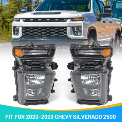 Halogen Headlights lamp For 2020-2023 Chevy Silverado 2500HD 3500HD RH+LH+Bulbs Foto 1 de 4