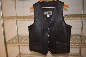 Chaleco Frontier Leathers de colección de cuero negro para motocicleta hecho en Estados Unidos mediano - Imagen 1 de 5