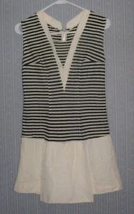 Vintage 60's black & white STRIPED playsuit romper jumper skirted S M MOD sailor - Picture 1 of 9