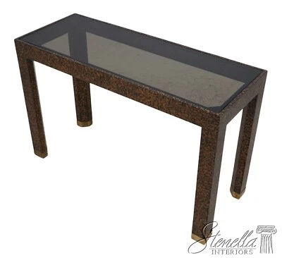 63503EC: HENREDON Mid Century Moderno Vidrio Negro Superior Consola o Mesa de Salón Foto 1 de 4