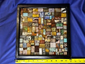 Original Mineral Art Hand Cut Minerals Display Clear Resin Stained 12" x 12" - Picture 1 of 23