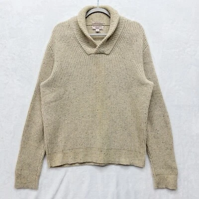 Wallace & Barnes Shetland Wool Sweater Mens Medium Elbow Patch Shawl Pullover - Image 1 of 4