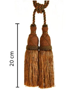Doppel Raffhalter 70cm Quaste 20cm Doppelquaste Hellbraun Bronze Halter KordelDE - Bild 1 von 2