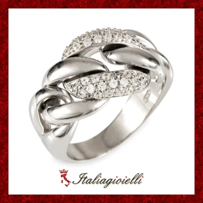 Ammaliante Anello Grumetta in Argento 925 Rodiato Oro Bianco - Immagine 1 di 4