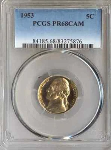 1953 Jefferson Nickel PCGS PR68 Cameo Proof - Picture 1 of 2