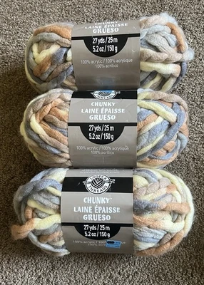 Lot of 3 Loops & Threads Chunky Yarn Color #1 Stonewashed 27 Yards Skein NEW - Image 1 of 4