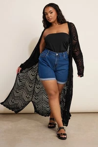 YOURS Plus Size Maxi Crochet Cardigan - Picture 1 of 7