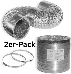 2er-Pack Aluflexrohr Ø153mm 2,5m Abluftschlauch Flexrohr mit 2  Schlauchschellen - Bild 1 von 8